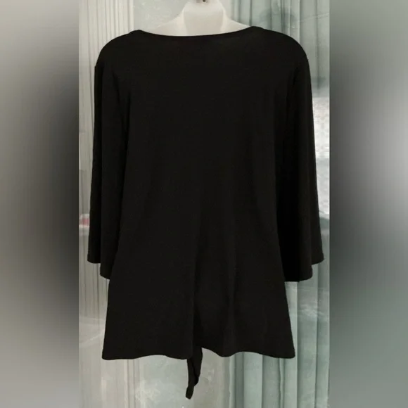 black women's top with bell sleeves and a tie-front hem - Picture 2 of 6